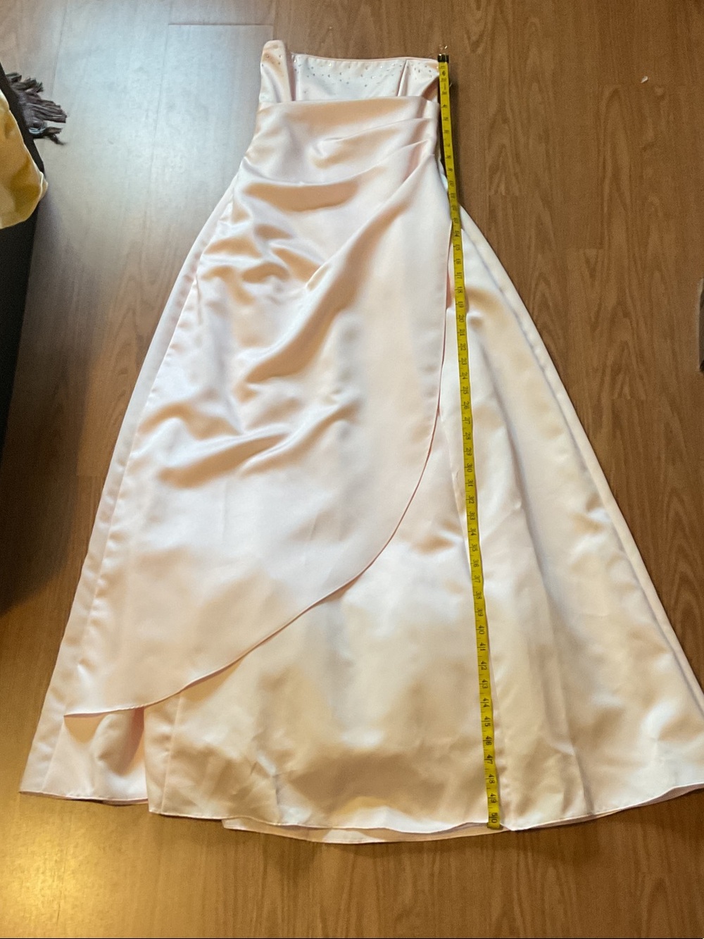 Bari Jay Pale Pink Satin A-Line Gown